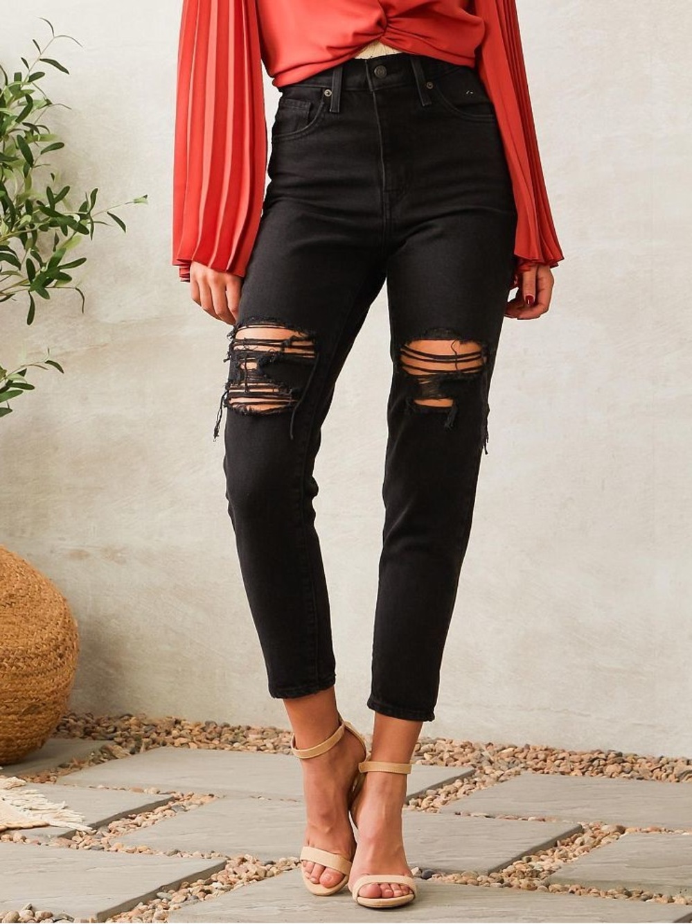Levi’s | High-Waisted Distressed | Black Mom Jeans | 25 x 27 | NWT